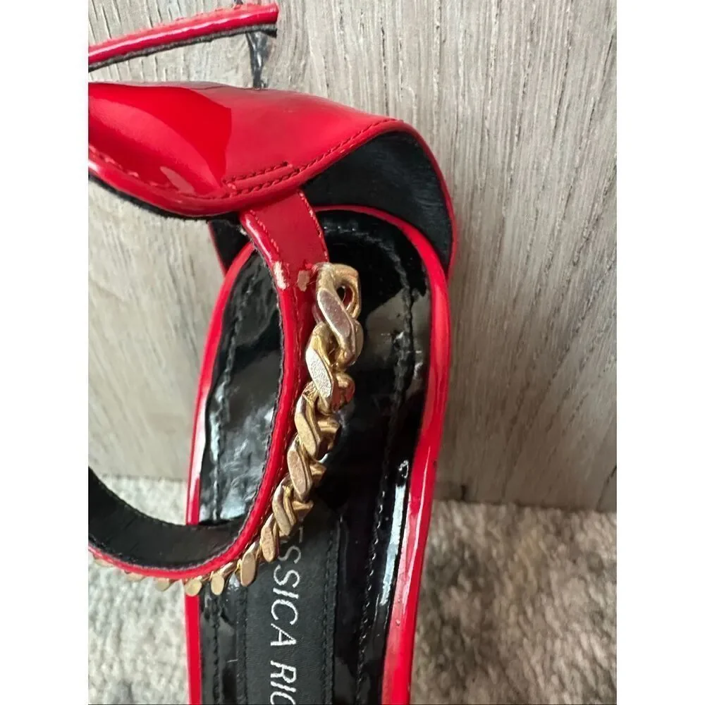 JESSICA RICH Monaco Ankle Strap Sandal in Red Size 38 7.5